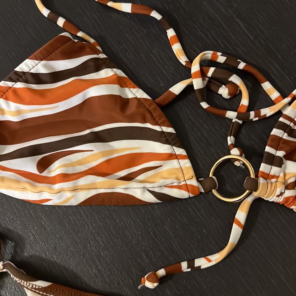Tiny Brown Designed Bikini - image 2